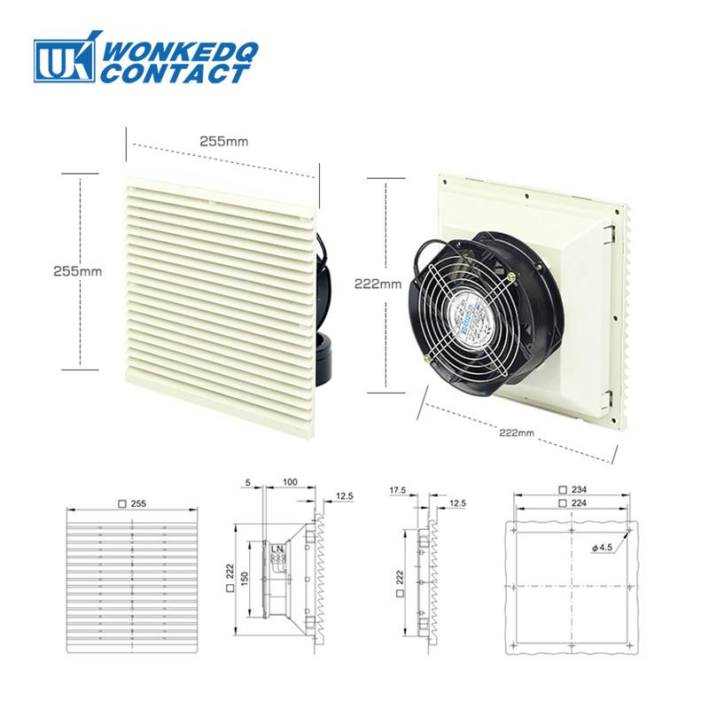 3325-230 172mm Lüfter 230V Elektrisches Schaltschrank-Lüftungssystem Staubdichte Abdeckung Gebläse Abluft Kühlung Industrieller Luftventilator Filter