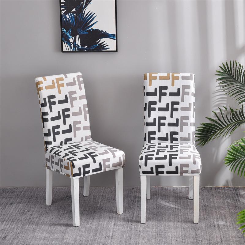 

Letter Pattern Chair Cover Elastic Soft Breathable Non-Slip Odorless Seat Cover Economical Machine Washable Chair Protector 1 pc