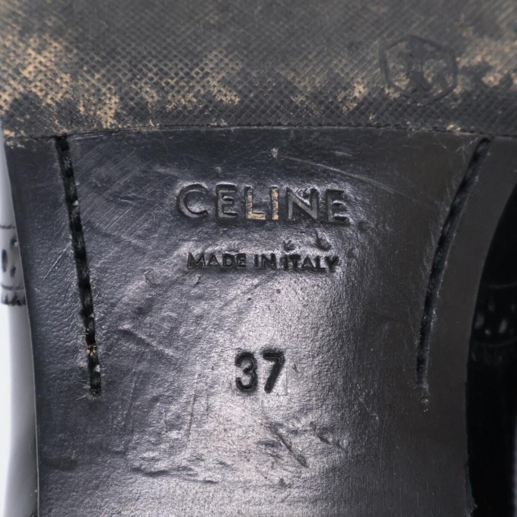 CELINE 19Stainless Steel Jacno Full Brogue Inner Wing Leather shoes 37 blackUsed