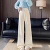 New Autumn Winter Plus Size Womens Wide Leg Pants High Waist Loose Straight Casual Trousers Slimming Mid Age