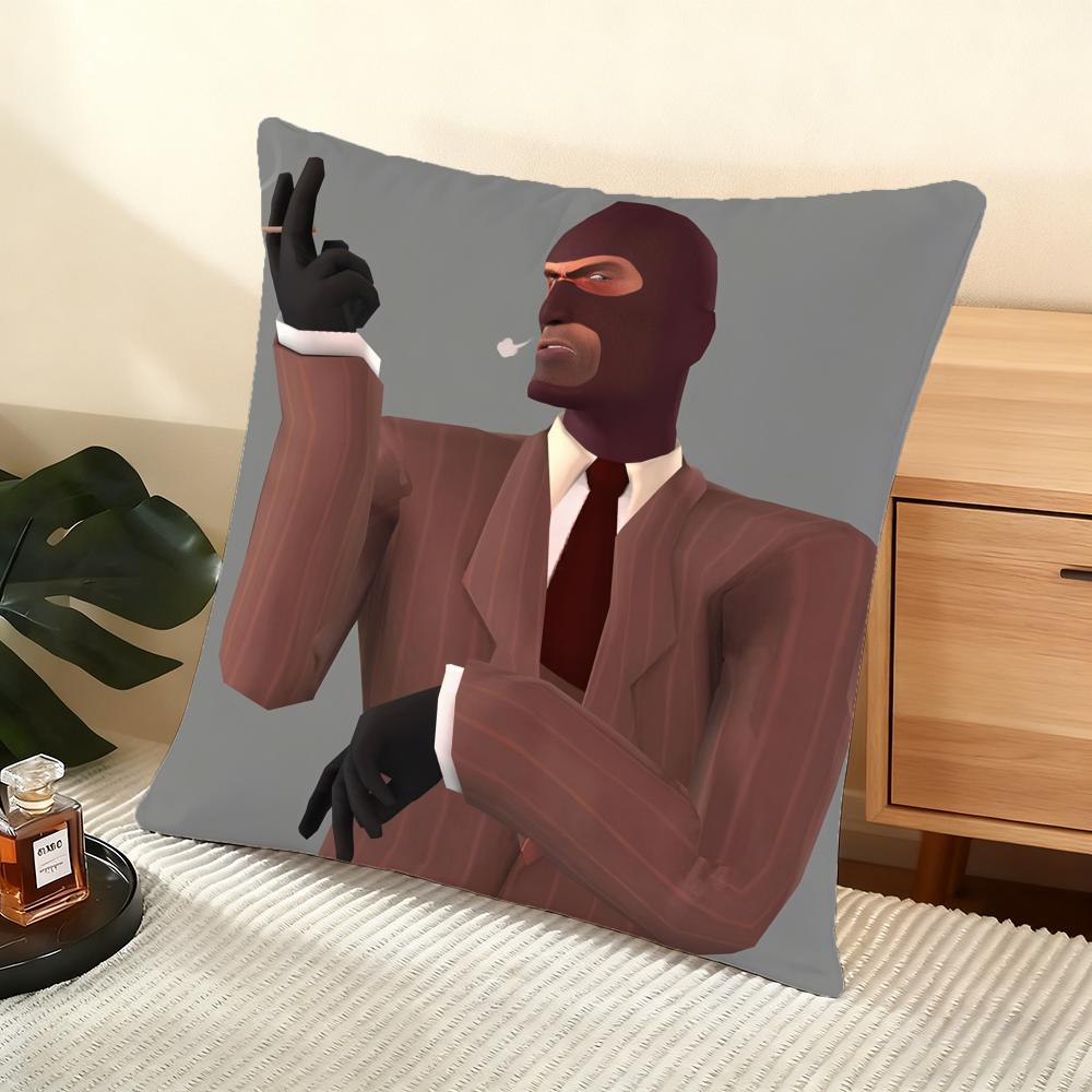 T-Team F-Fortress 2 Cushion Cover Soft Short Plush Pillow Cover Smooth Cozy Texture Aesthetic Cushion Case Home Decor