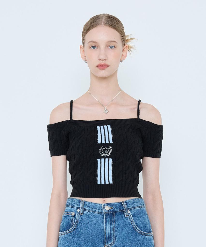 LARTIGENT L4 Cable Offshoulder Knit(Black)