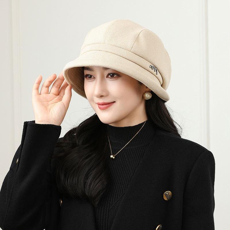 Middle-Aged And Elderly Women'S Season Peaked Hat Mother Warm Thickened Woolen Grandma Basin Hat Casual Bucket Hat