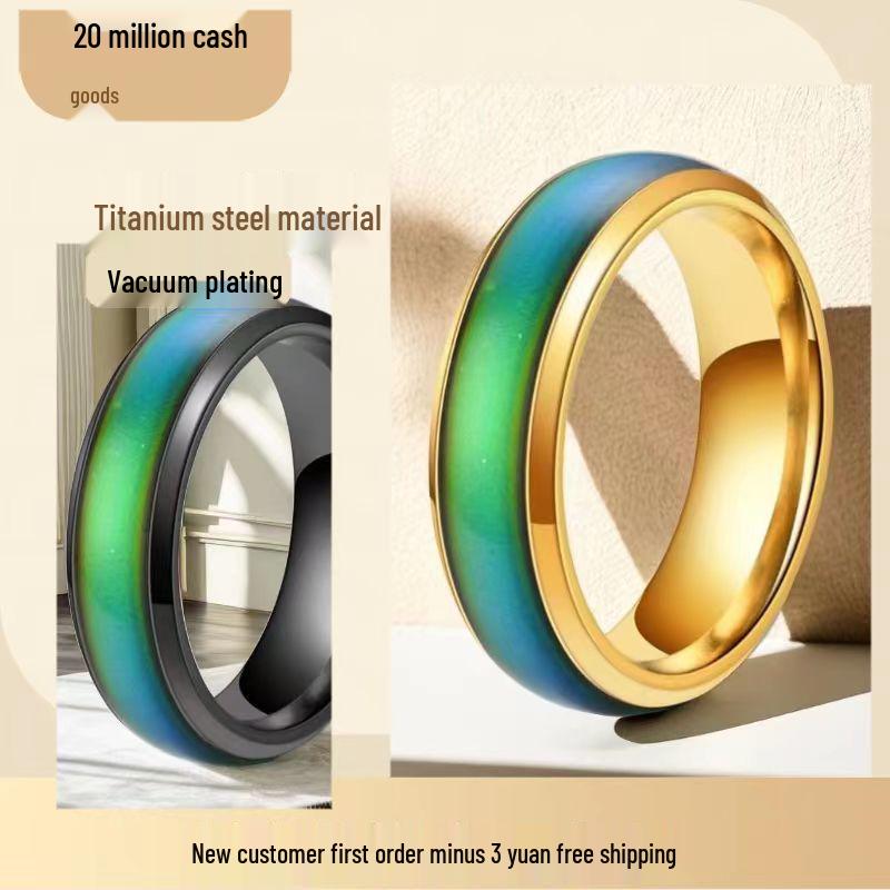 Men's Mood Ring: 6mm Stainless Steel with Niche Design, Non-Fading Warm and Cool Colors.