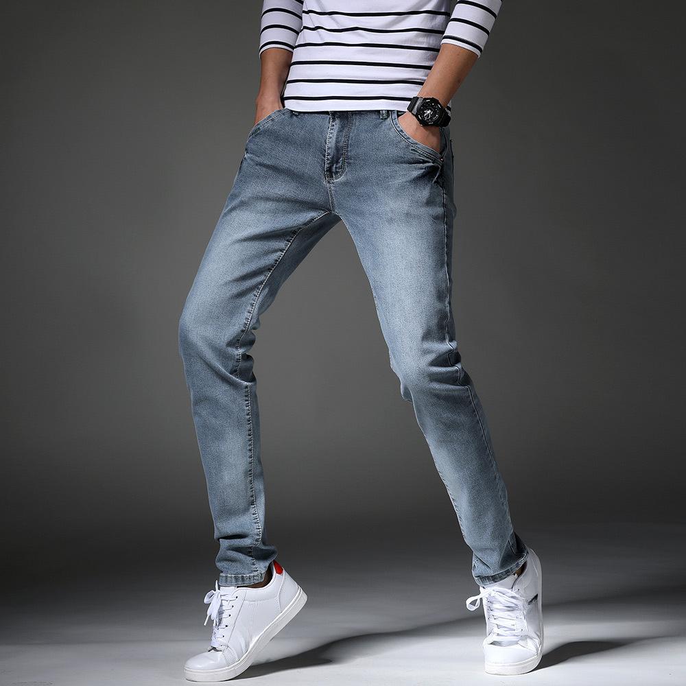 Jean quatre saisons pour homme, pantalon slim extensible à poches, mode coréenne