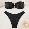 Zweiteilige Damen-Pailletten-Bikini-Sets O-Ring -Farbe Sexy Trägerloser Bikini
