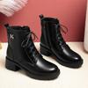 British Martin Boots for Women, New Winter Velvet Versatile Platform Short Boots, Spring and Autumn Single Boots