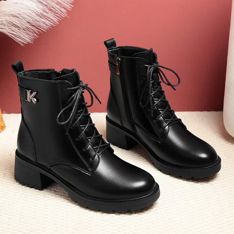 British Martin boots for women, new winter velvet versatile platform short boots, spring and autumn single boots