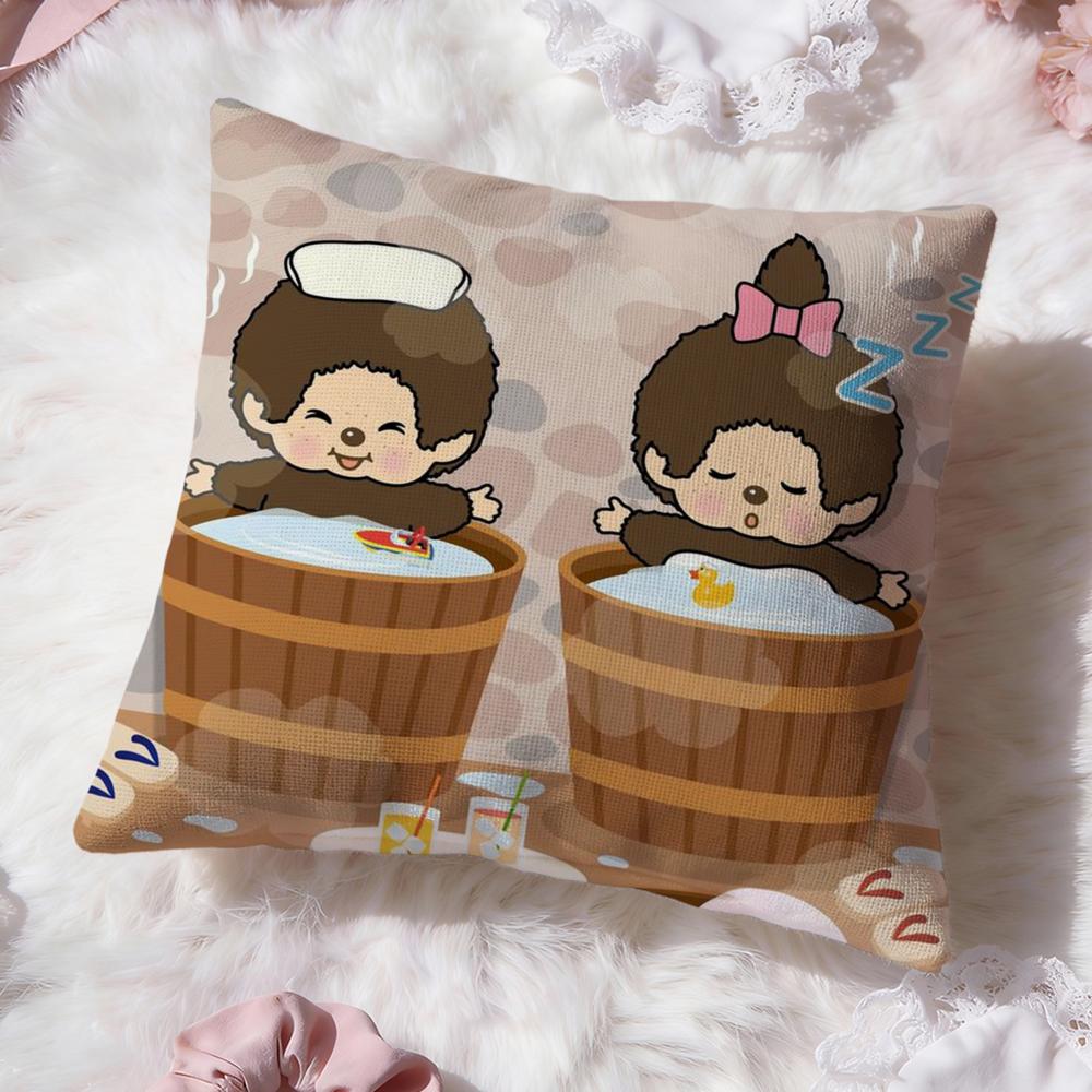 Cartoon M-MonchhichiS Cushion Cover Premium Comfort Reversible Pillow Cove -Two in One Design for Any Room & Car Interior