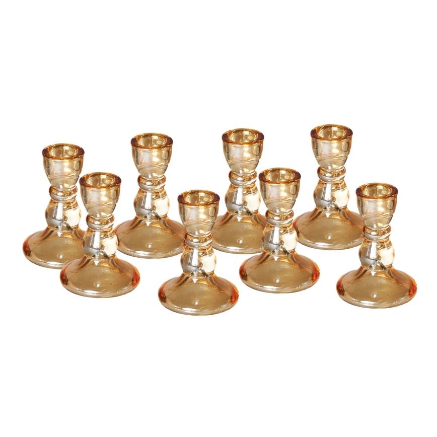 8pc Crystal Candle Holders Glass Candlestick Holder for Standard Candle Sticks Wedding Centerpieces Christmas Table Decor Bulk