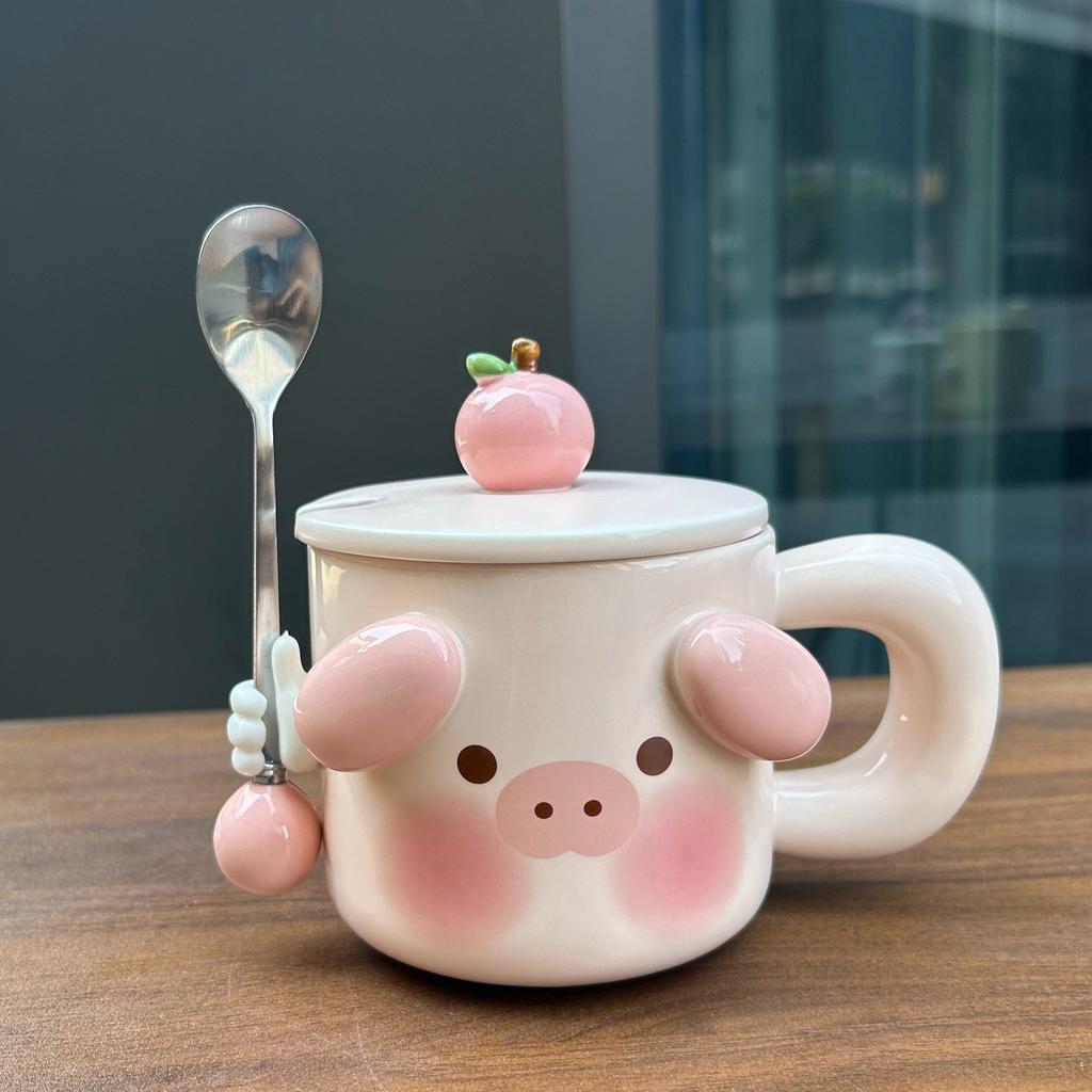 Holiday Gift for Girls Piggy Cup Gift for Best Friend Girlfriend Practical Water Cup Creative Gift Box Mug