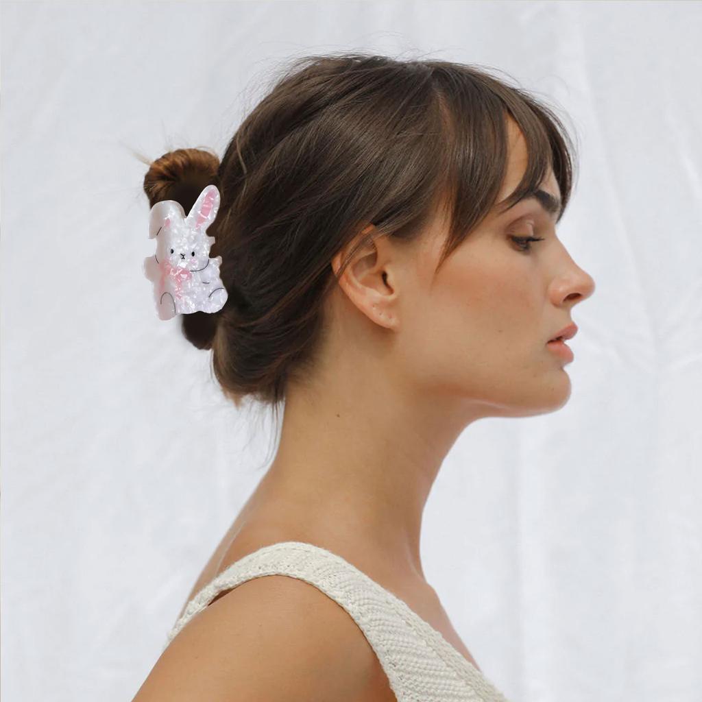 Hair Claw Clip Rabbit Theme Hair Claw Clamp Lovely Valentine's Day Hair Holder Barrettes Strong Hold Hairpin for Girls