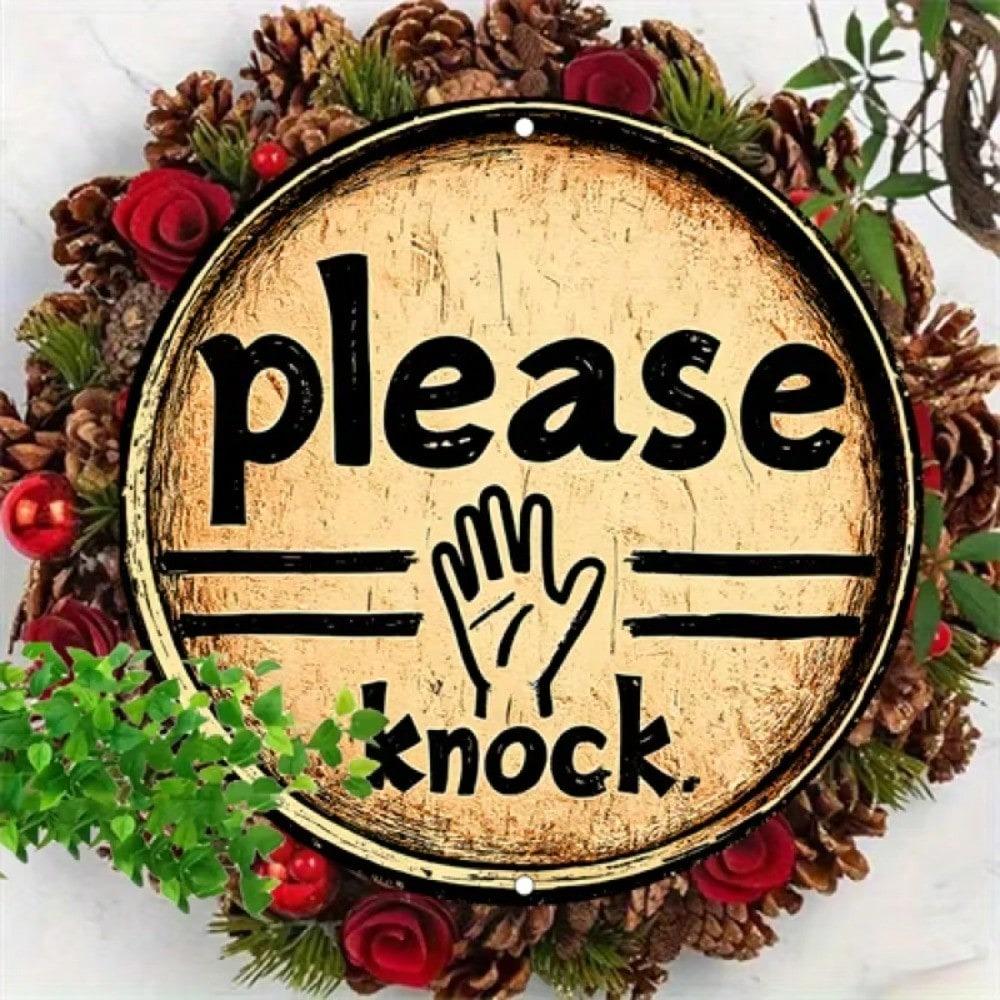 Please Knock Sign Retro Metal Poster 20 cm Aluminum Wall Decor for Home