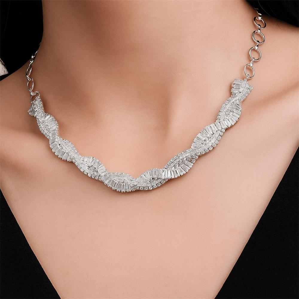 Multi-Row Geometric Crystal Choker Necklaces Luxury Trendy Weave Necklaces Fashion Accessories