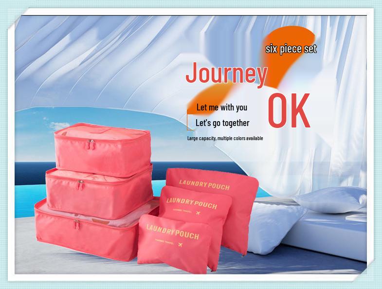 Spot Travel Six-Piece Set: Large Capacity Clothes Storage & Portable Toiletry Cosmetic Bags