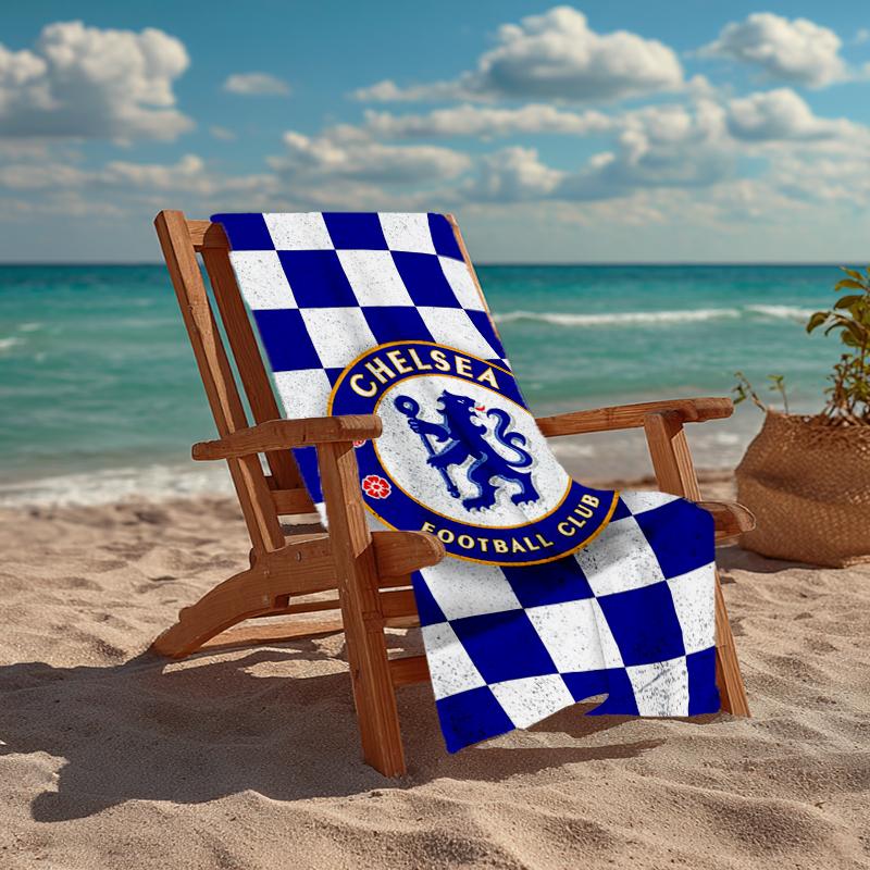 Ultra-Soft Beach Towel with Chelsea Football Club Theme,Ideal for Pool - Camping, Diving - Perfect Travel Essential, Vibrant Beach Towel.