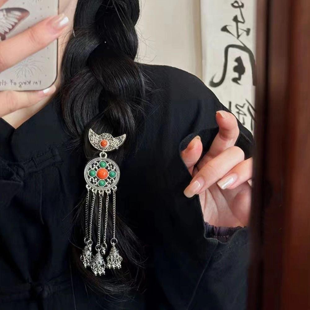Metal Ethnic Style Hair Stick Silver Hanfu Hair Fork  Costume Headdress