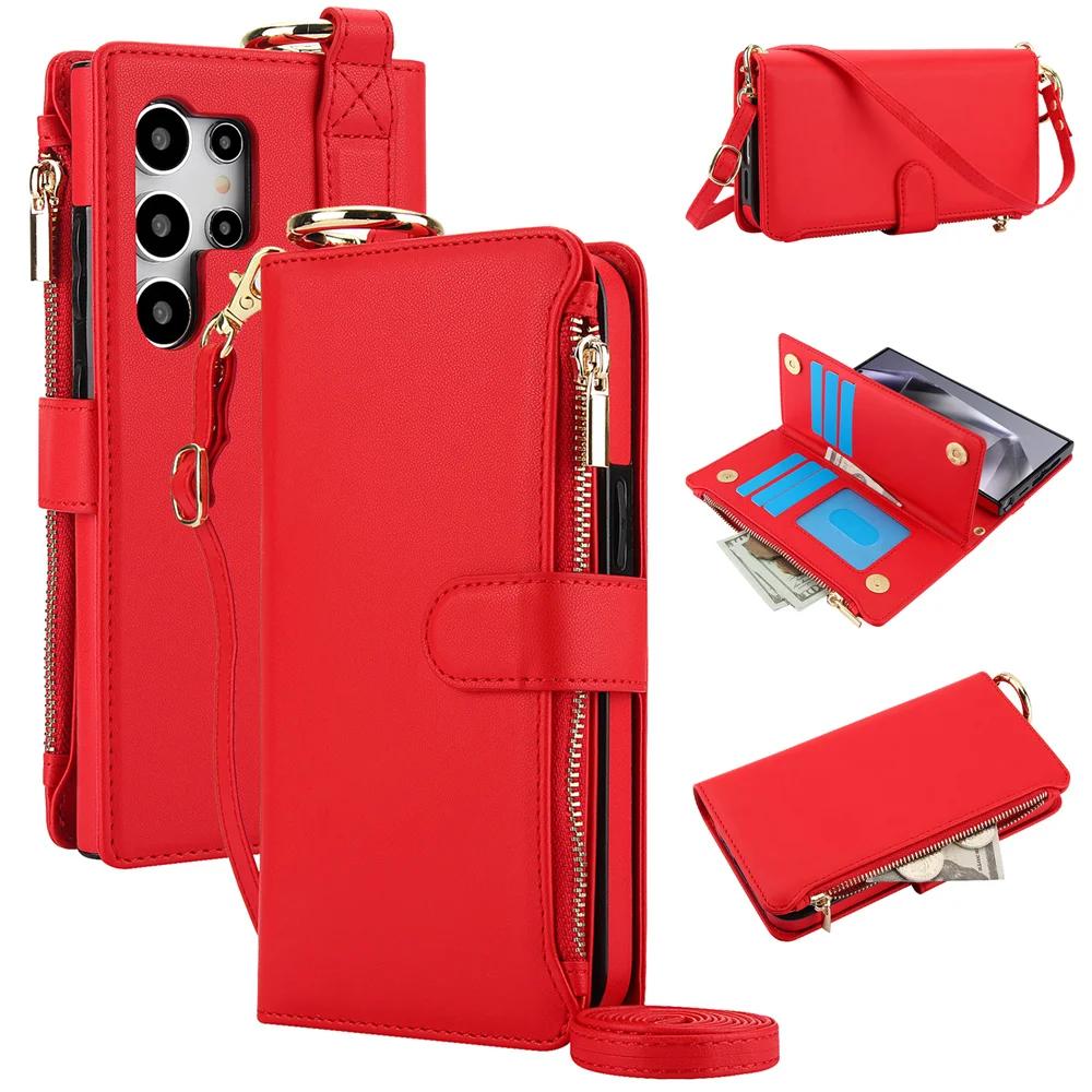 Crossbody Wallet Phone Case for Samsung Galaxy S23 S21 FE S25 S24 S22 Plus Note 20 Ultra A16 A14 A15 A52 A52S A53 A54 A55 5G