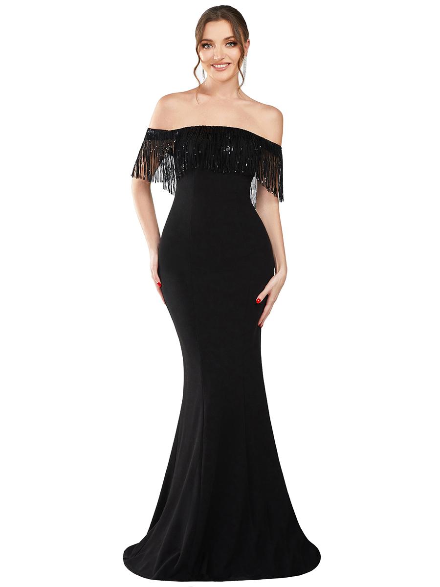 

Женские облегающие макси-платья с открытыми плечами и кисточками Ever-Pretty