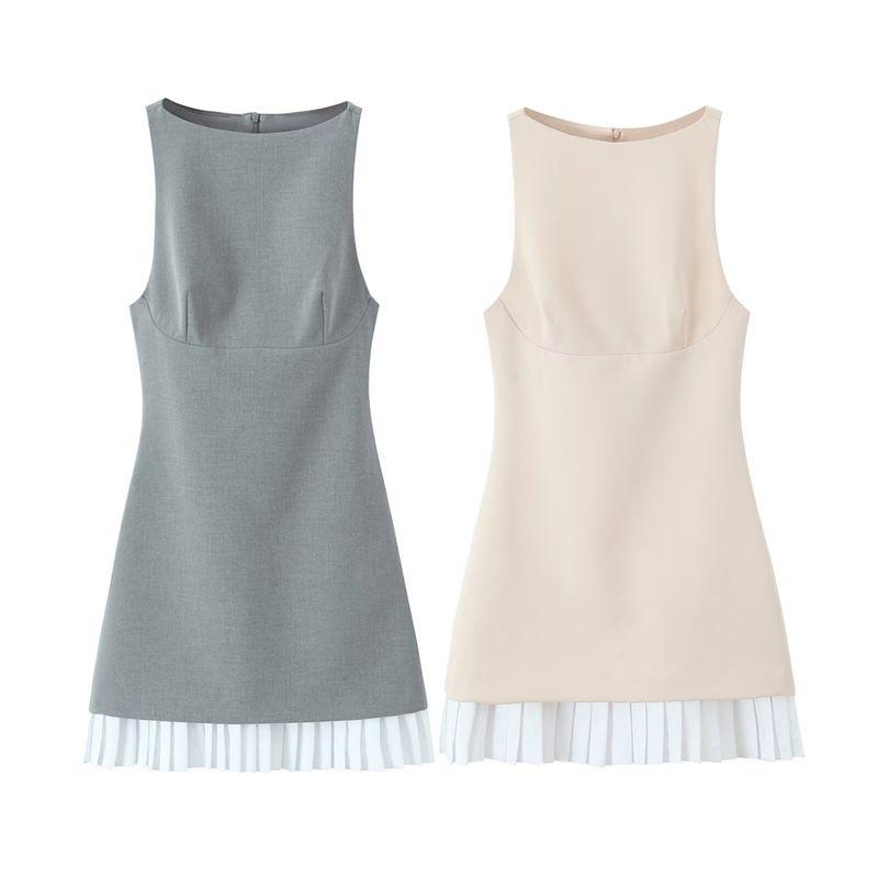 Kaslead New Arrival Women's Clothing Fashion Style Silm Poplin Patchwork Short Dress 2305554
