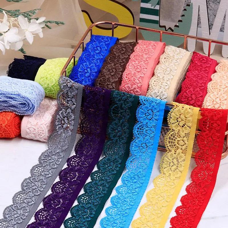 Colorful Elastic Lace Clothing,Curtains,Lace Fabric, 2.5CM * 2m Handmade DIY Accessories,Black Lace Edge Accessories,Decoration
