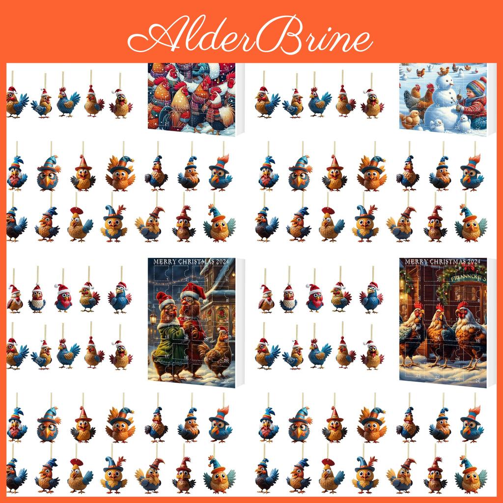 Christmas Blind Box Countdown Calendar With Acrylic Rooster Ornaments For Holiday Decor And Gift Giving