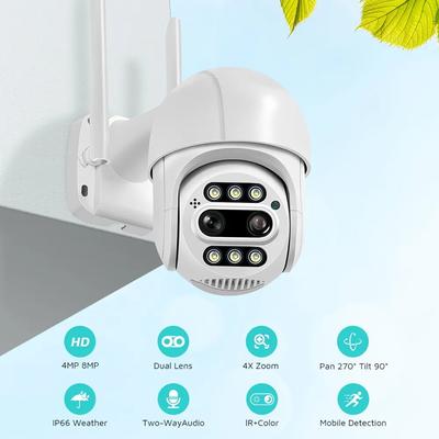 Nová 8MP 4K PTZ IP kamera 8x zoom Dual-Lens Human Detect CCTV kamera 4MP venkovní CCTV Wifi video sledovací kamera ICSEE APP