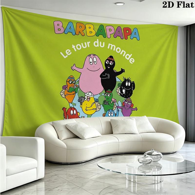 Barbapapa Wall Tapestry Aesthetic Wall Hanging Printed Fabric Blanket Decorative Tapestries for Bedroom Living Room Home Decor