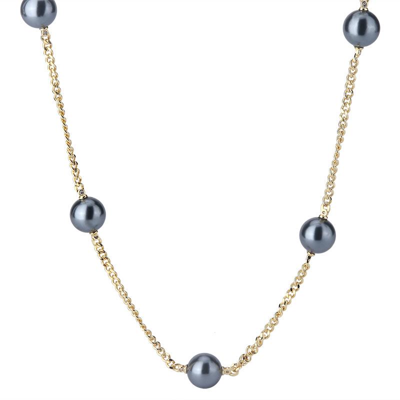 Jewelry Copper Bottom Gold Plated Pearl Necklace Women'S Pendant 14Mm