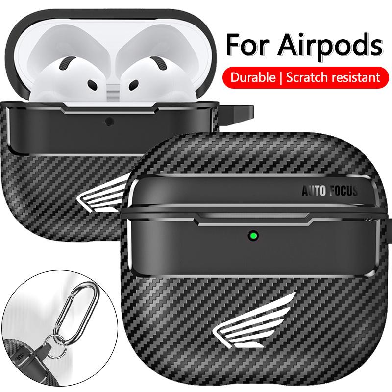 Carbon Fiber Earphone Cover For Case TPU Headphone Funda With keyring Airpods 1/2/3/4/Pro For Honda CB400CB650FCBF CBR25ORR CRF ahl256