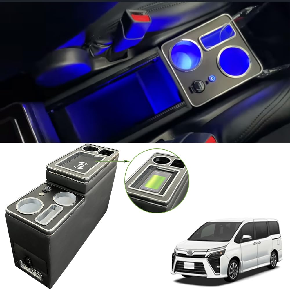SGALUPA Wireless Charging Console Box for Toyota and Armrest Console with USB Easy and Storage Box for 80 70 and 60 Series NOAH and Voxy, Noah,