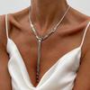 SHIXIN Collana a Catena Serpente Lunga Piatta da Petto per Donna Sexy Ciondolo con Nappe Choker Catena per Maglione Gioielli alla Moda da Donna sul Collo