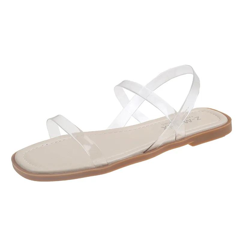 Fashion Summer Flat Sandals Transparent 2025 New Woman Beach Sandalias Casual Anti Slip Comfortable Outdoor Peep Toe Jellies Shoes