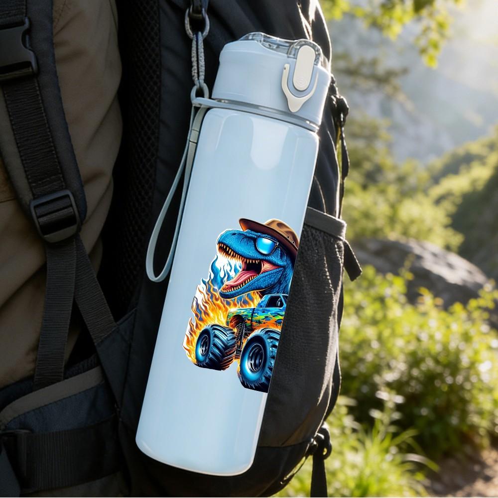 1PC Off Road Buggy Car Pattern 750ml Color Plastic Sports Water Bottle Leakproof Flip Straw Lid Suitable for Sports Office Home Use
