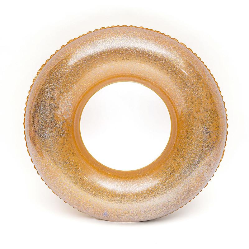 

Надувное кристально прозрачное кольцо для плавания с блестками, блестящий поплавок, спасательный круг с надувным насосом 120cm жёлтый