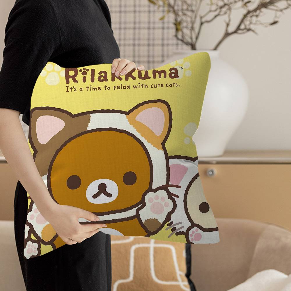 Japan Anime Cute Cartoon R-Rilakkuma Cushion Cover Inches Farmhouse Decor Home Throw Pillow Covers For Couch Decorations