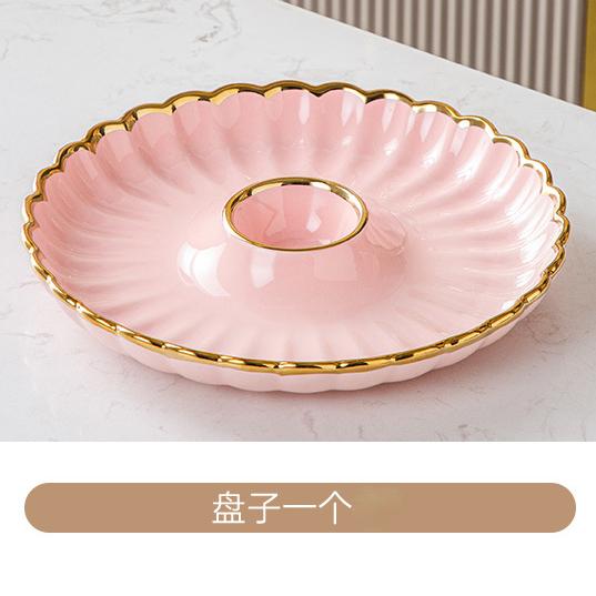 Round Snack Plate with Dip Dish Ceramic Dumpling Plate Phnom Penh Porcelain Tableware Salad Sushi Dish Home Kitchen Supplies