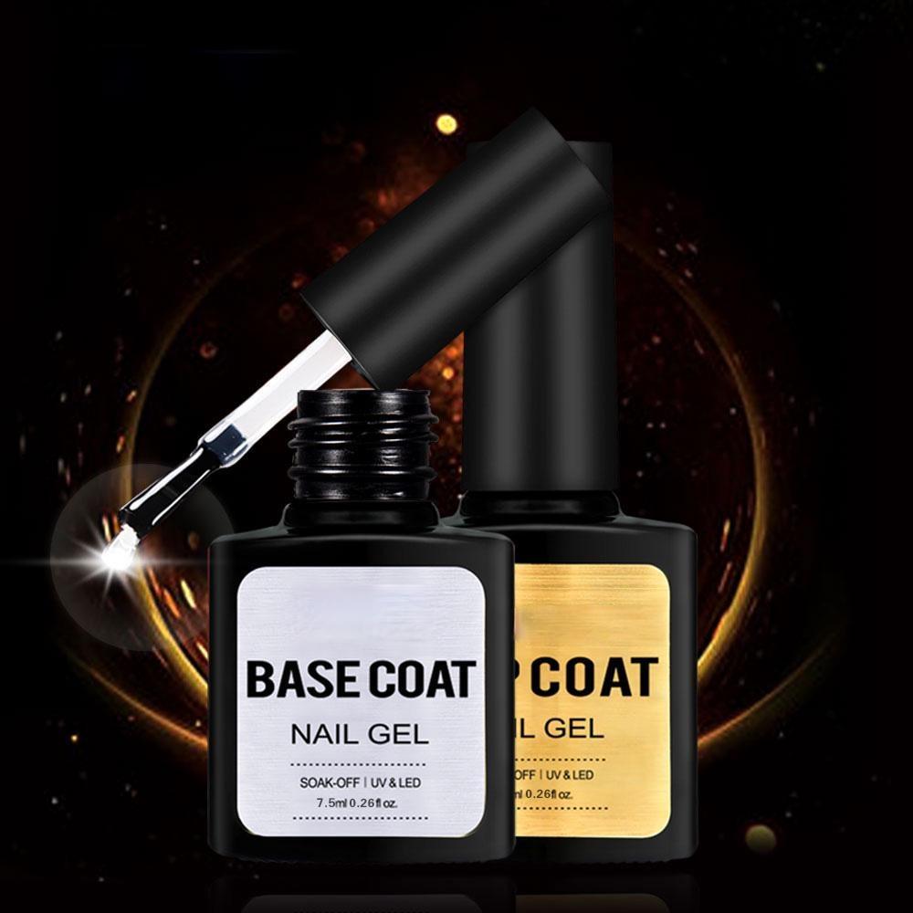 2PCS/SET Gel Polish Top Base Coat 7.5ml Soak Off UV LED Gel Nail Art Polish Transparent Fingernail Gelvarnish