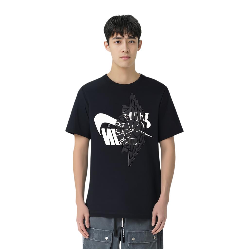 Męska koszulka z okrągłym dekoltem Air Jordan Wings z odwróconym logo Czarna AO0602-011