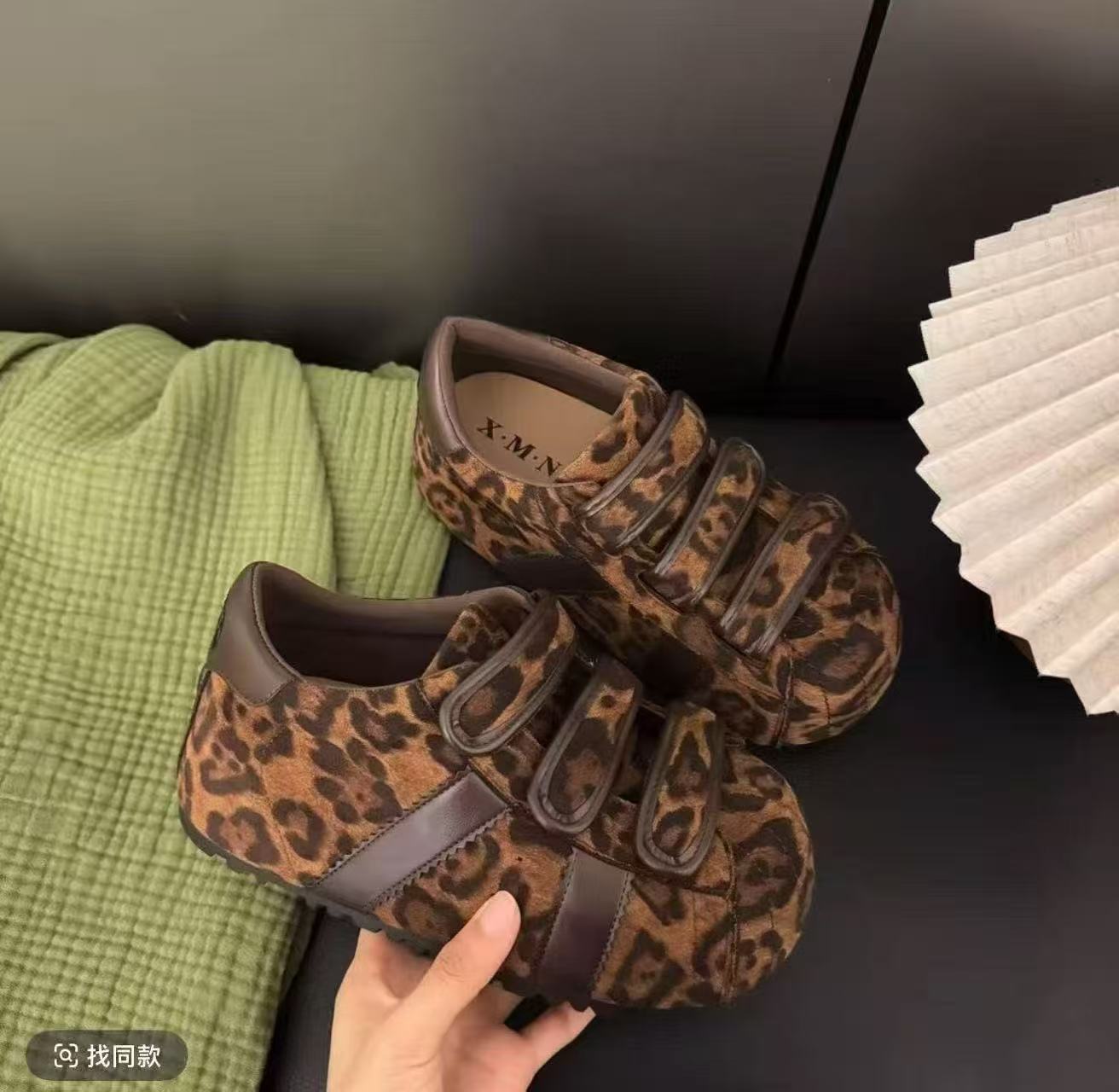 

2025 autumn retro platform German training shoes flat shoes new Velcro kapibara big head casual board shoes women 40 леопардовый