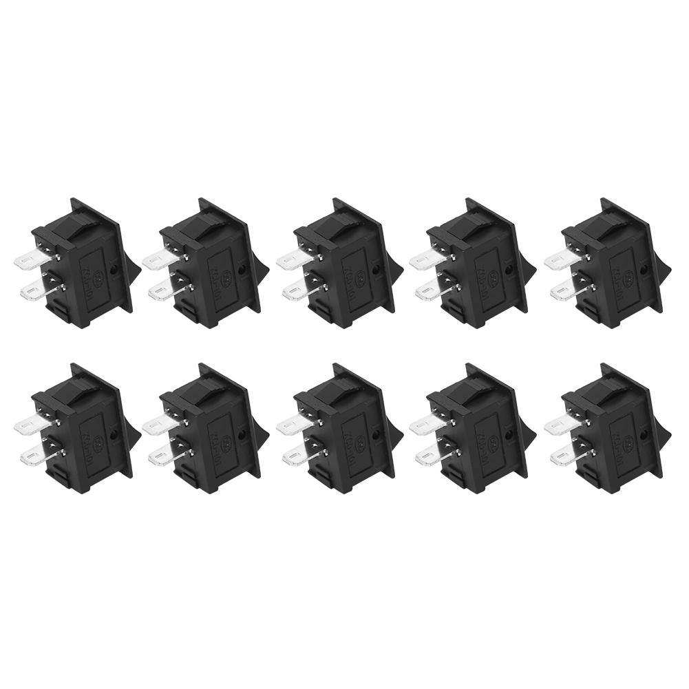 

10PCs 2‑Pin Switch Rocker On Off 2‑Position Plastic Industrial Accessories Black