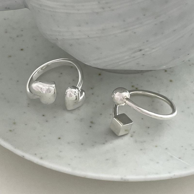 925 Sterling Silver Jewelry Simple Double Heart Geometric Rings for Women Wedding Party Jewelry For Girls Friend Gift