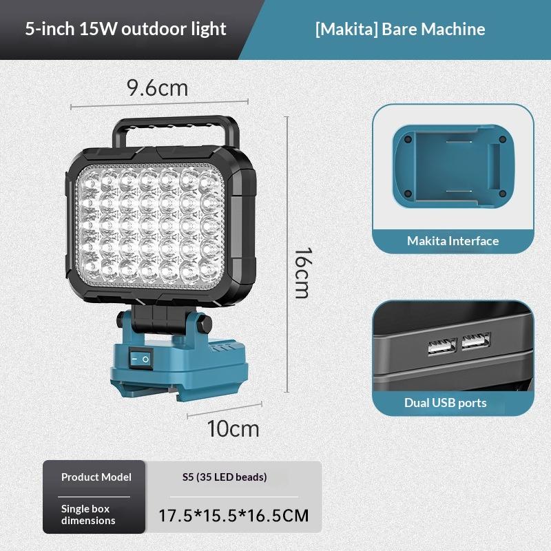 1Pcs Led Work Light 3/4/5Inch With Handle And Dual Usb Interface Suitable For 18V Lithium-Ion Battery Flashlight