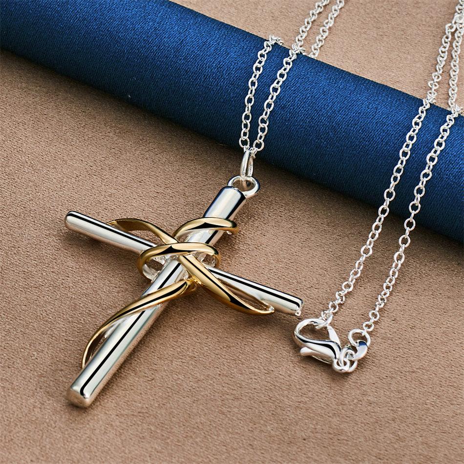 925 sterling silver 16-30 inch exquisite cross pendant necklace for men and women's wedding fashion jewelry accessories gifts