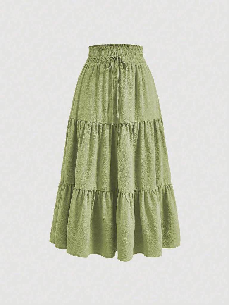 European Fashion Knot Waist Pleated Skirt