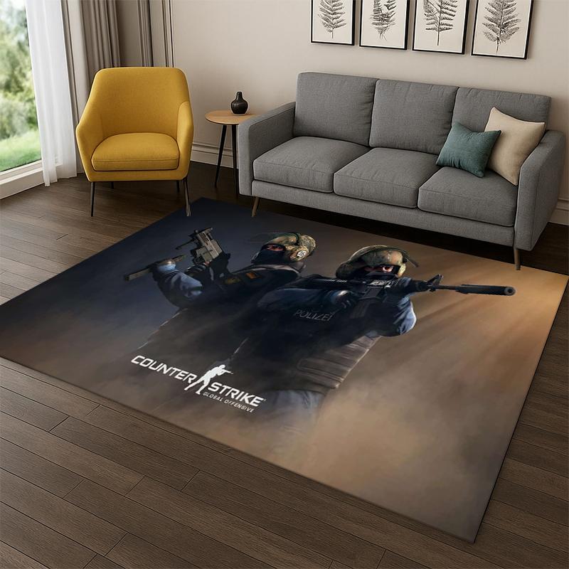 Counter Strike CS GO Game Gamer Carpet Rug for Bedroom Living Room Sofa Playroom Doormat Home Decor,Kid Play Area Rug Non-slip