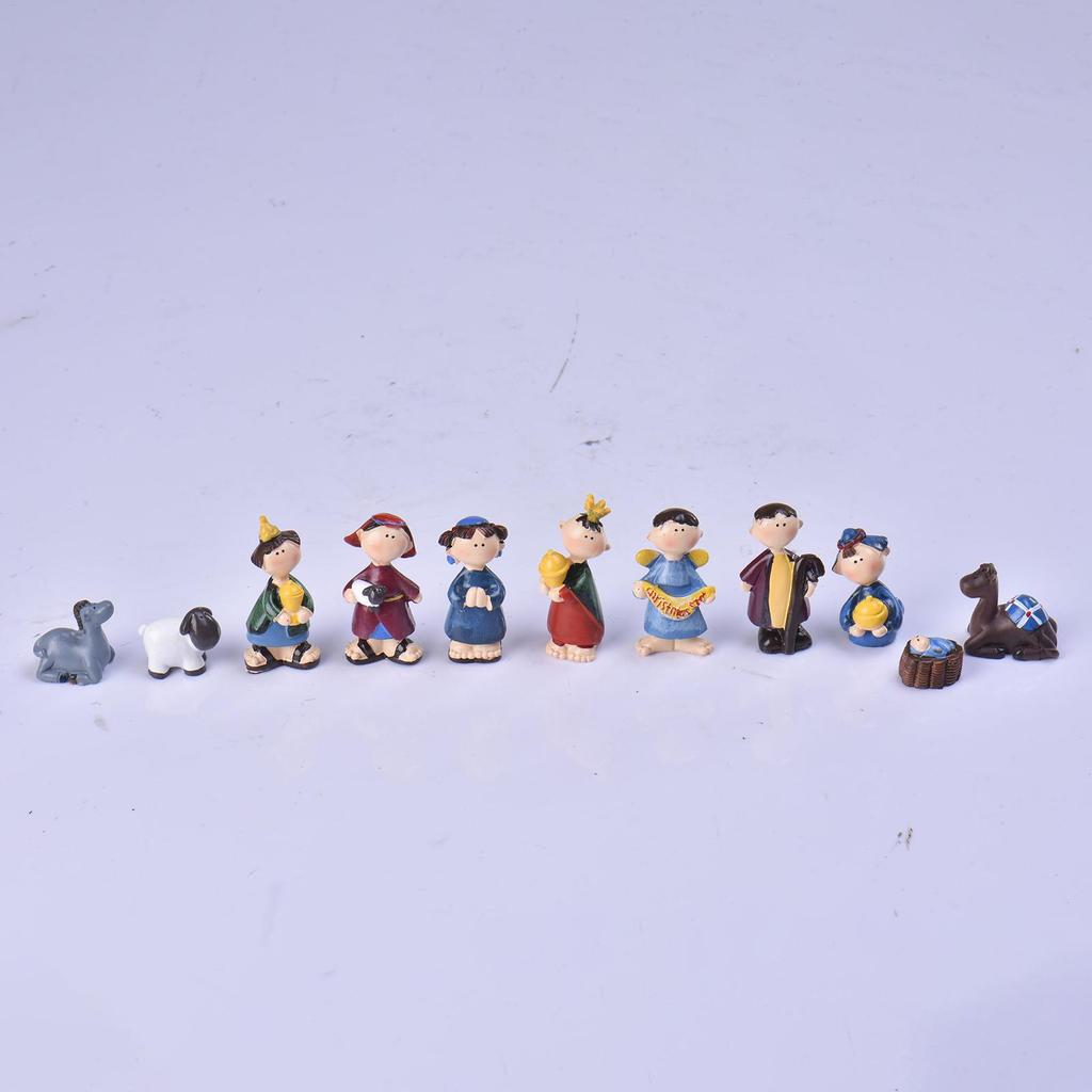 Nativity Sets Figures Resin Nativity Scene Set Indoor Decoration 11 Pieces Mini Decor Figurines Toys Christian Family Tabletop