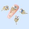 Yousheng 10Pcs/Set Nail Art Charm Golden Bowknot 3D Alloy Luxury Cute DIY Solid Colored Rhinestone Love Heart Nail Decoration Salon Home Use