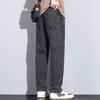 Spring Autumn Jeans Men Loose Straight Drawstring Elastic Waist Casual Denim Trousers Male Thick Pants Large Size M-5XL