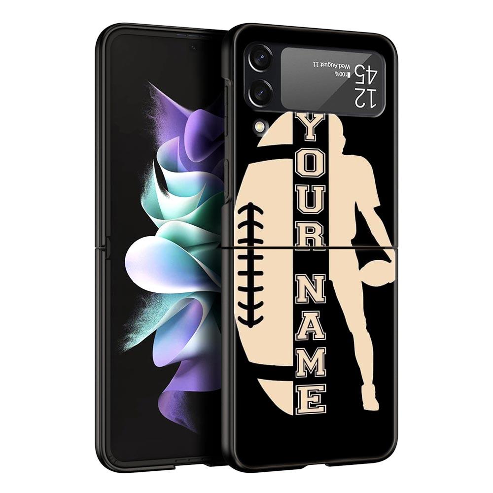 

Rugby Ball Phone Case For Samsung Galaxy Z Flip3 Flip4 Flip5 PC Bumper Shell For Z Flip 3 4 5 Black Hard Folding Back Cover Galaxy Z Flip 3